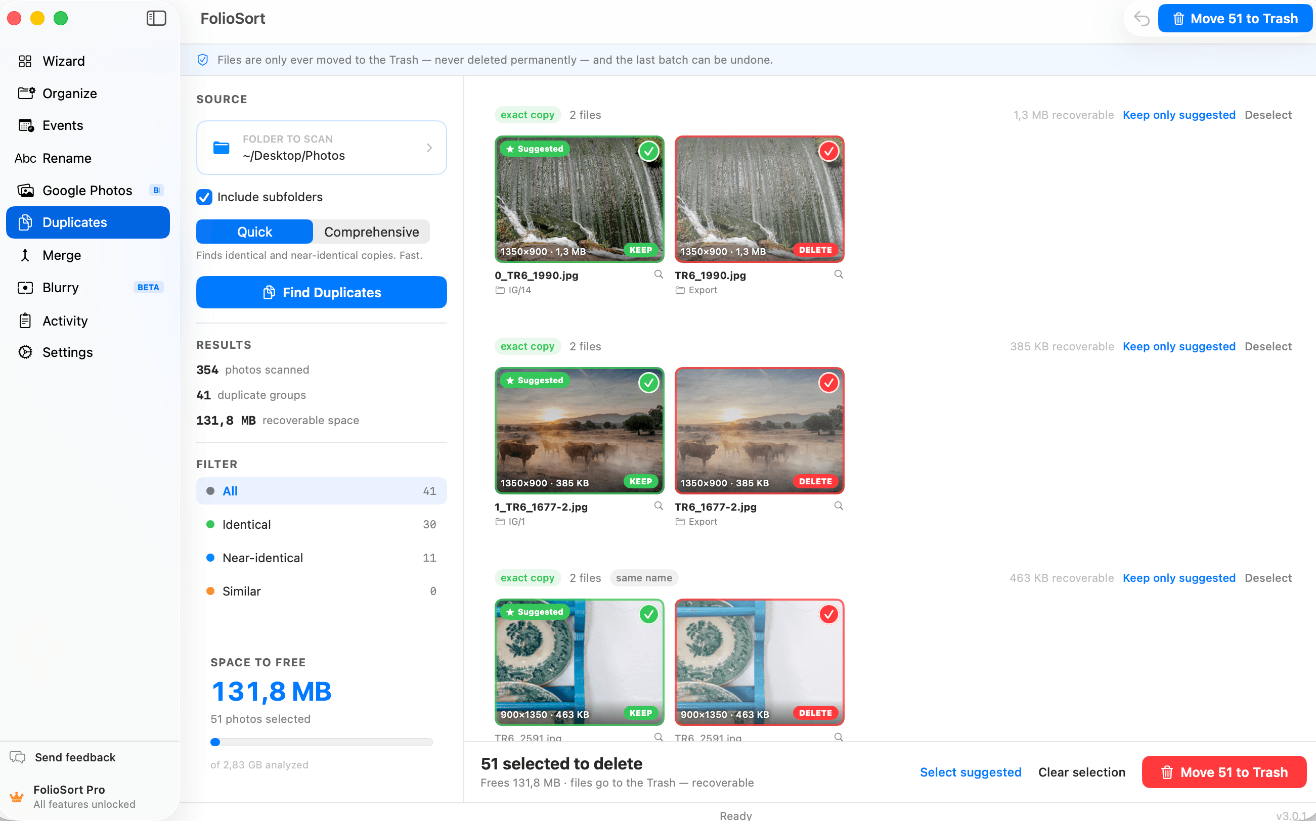 FolioSort Duplicates — effortlessly find and safely remove duplicate photos to free up storage space
